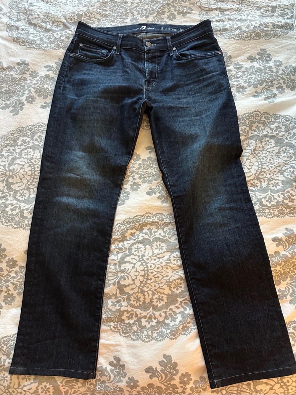 7 For All Mankind Men's Dark Indigo Straight Jeans